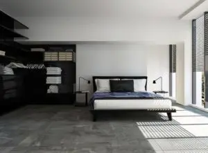 Bed with fitted wardrobe