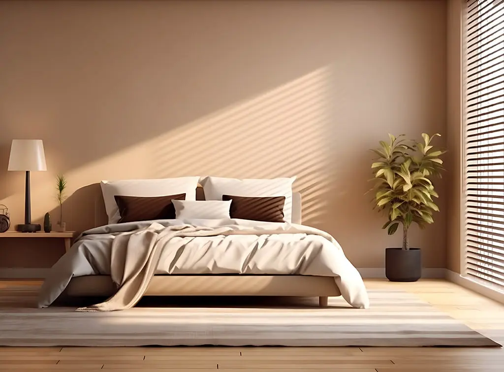 brown and beige bedroom