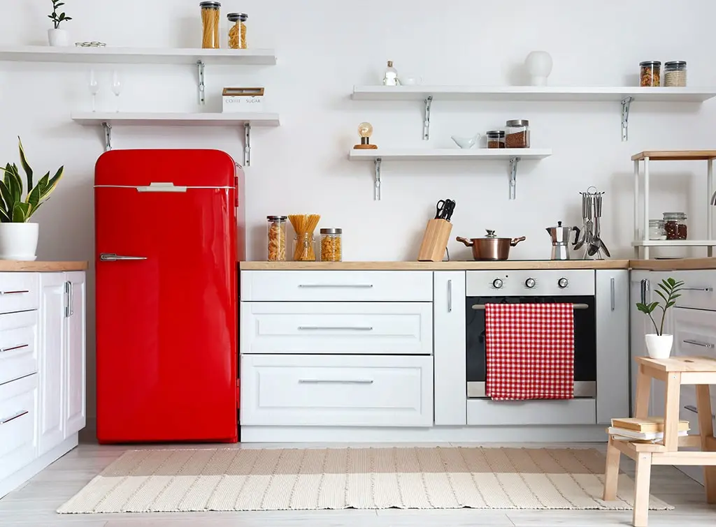 Kitchen with red accessories