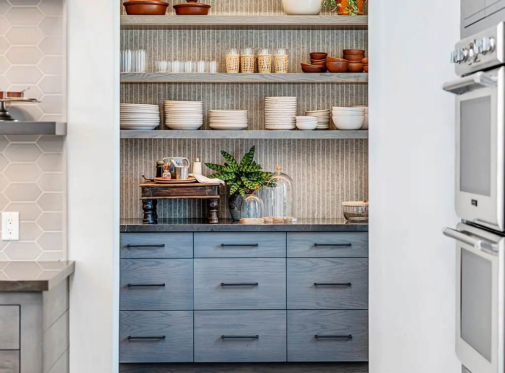 Kitchen pantry with floor to ceiling storage