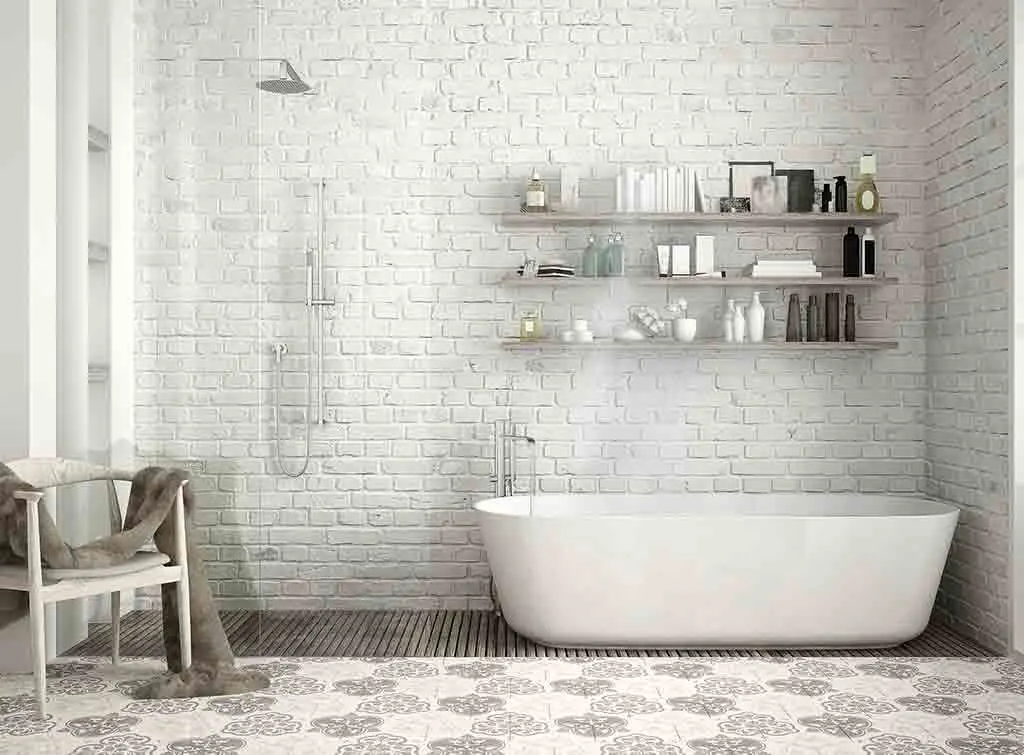Subtle grey and white bathroom tiles