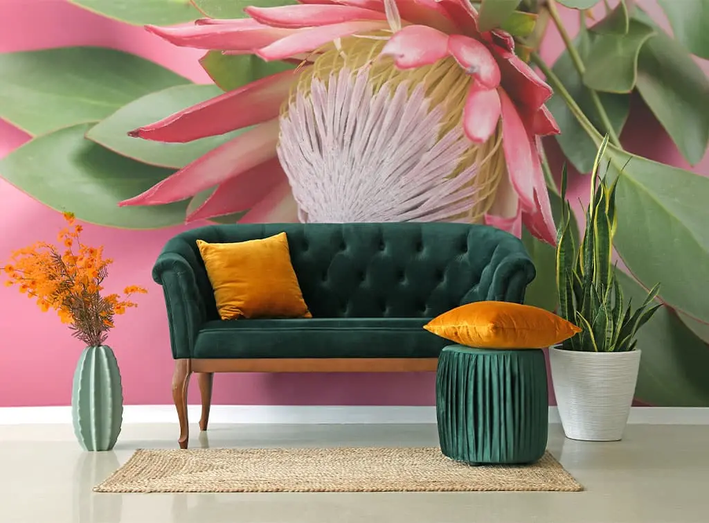flower print wallpaper in the hallway 