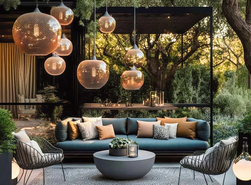 outdoor pendants in a gazebo
