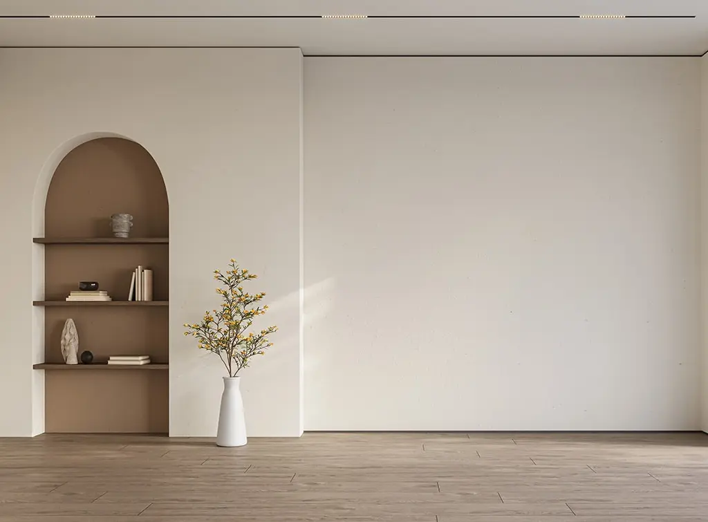 painted alcove in living room