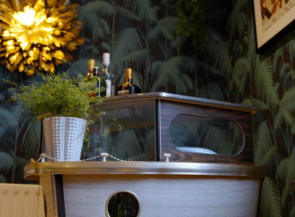 A boat-shaped bar in the secret room