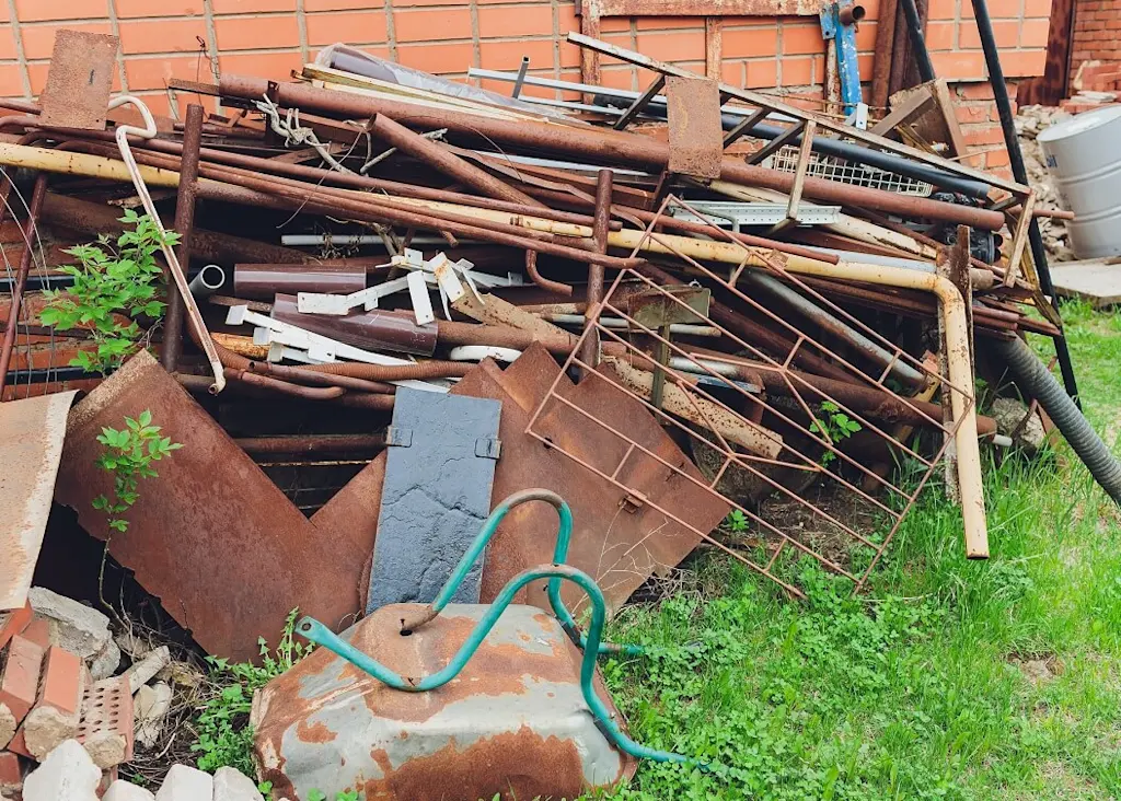 Outdoor scrap metal pile