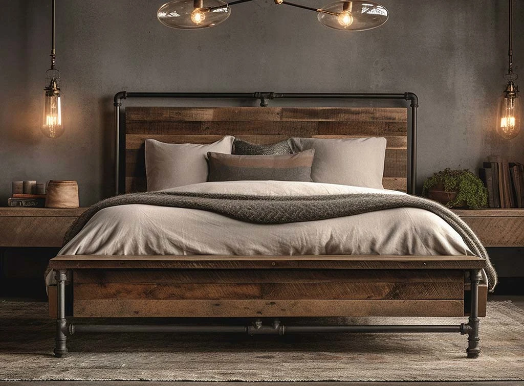 Wall sconces in a vintage bedroom