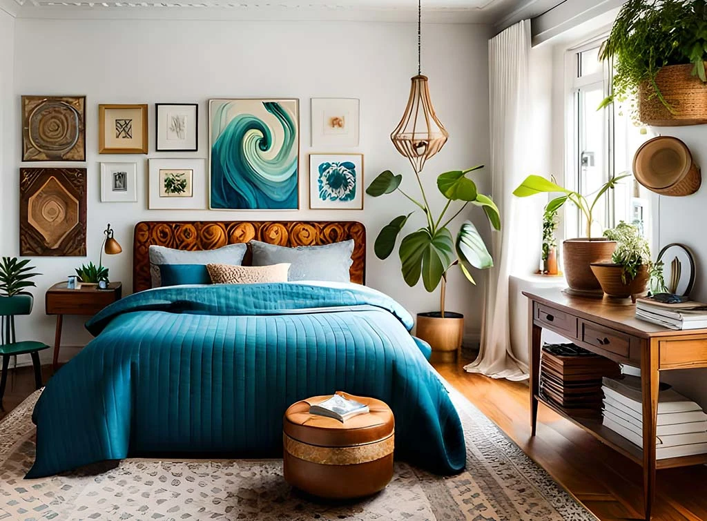 Gallery wall in a bedroom