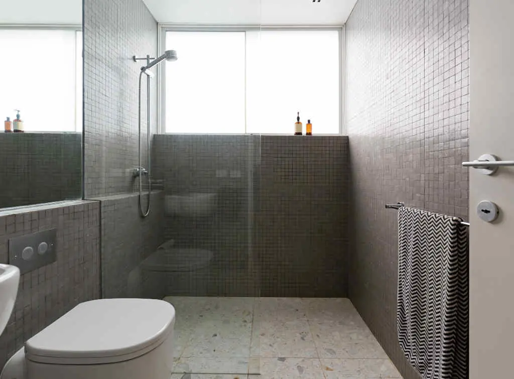 grey tiled shower