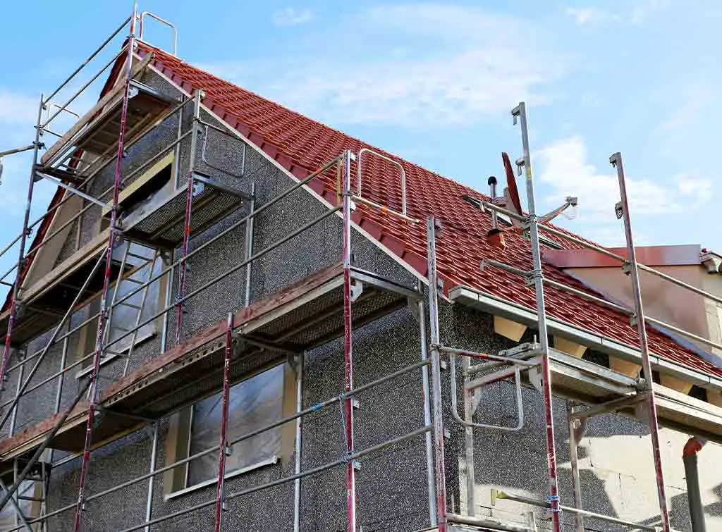 External wall insulation being added to house