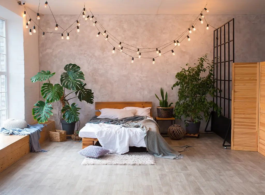 decorative DIY ceiling idea with bare bulbs