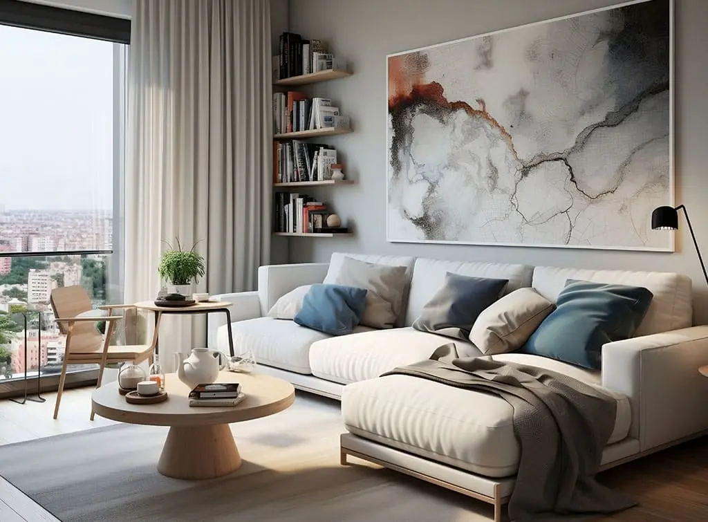 AI generated small corner bookshelf idea
