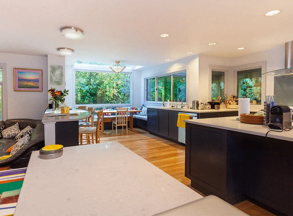 Family open plan kitchen lounge