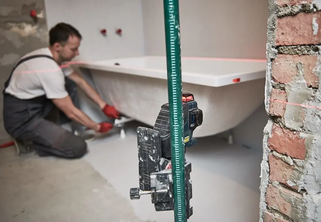 Putting bath in rebuilt bathroom