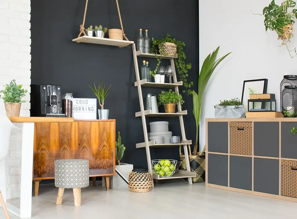 cube shelving unit in living room