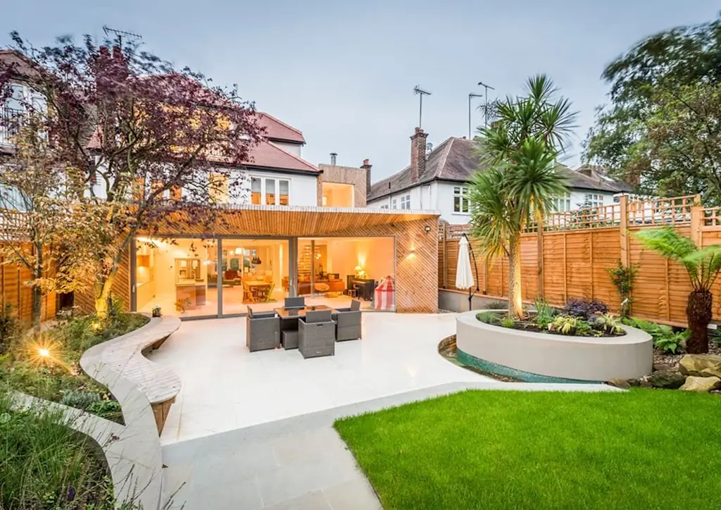 Clean and modern patio by extension