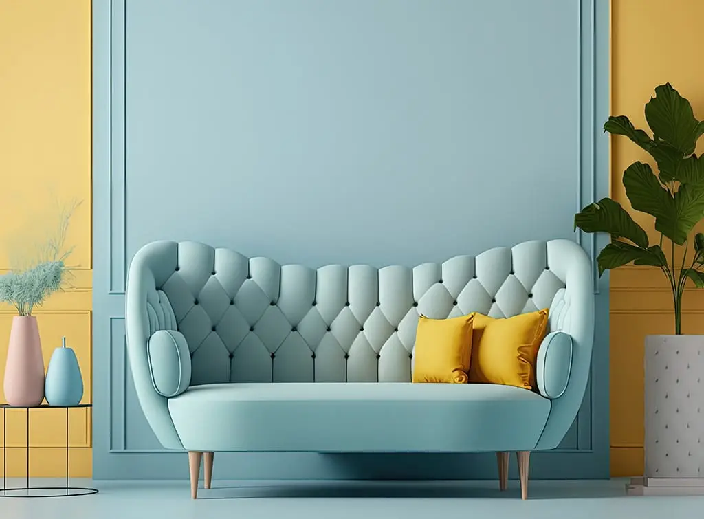 yellow and blue living room