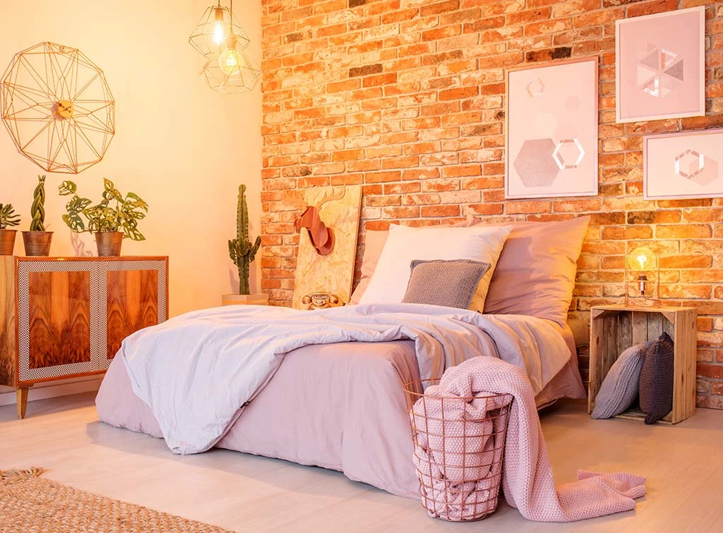 brick slips in bedroom