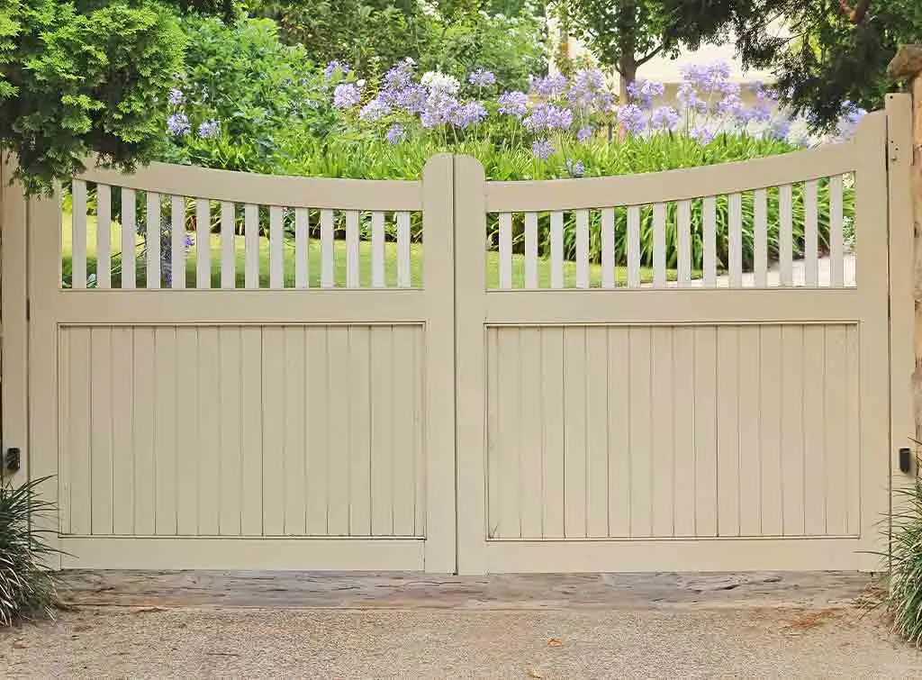 Electric wooden driveway gates