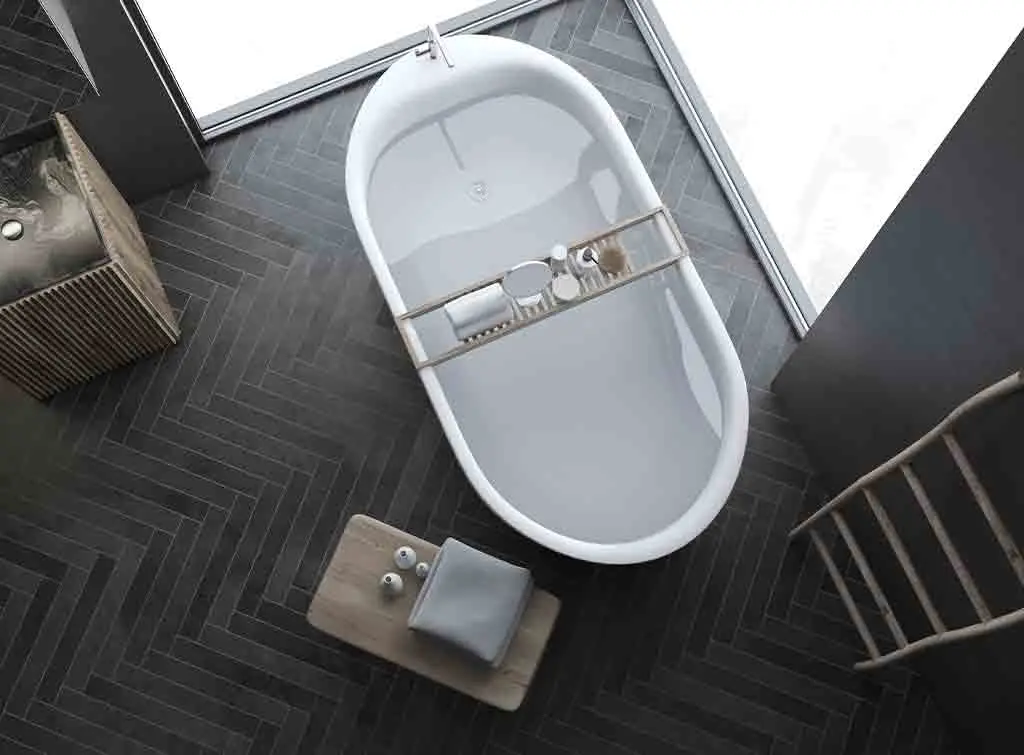 Chic charcoal bathroom floor