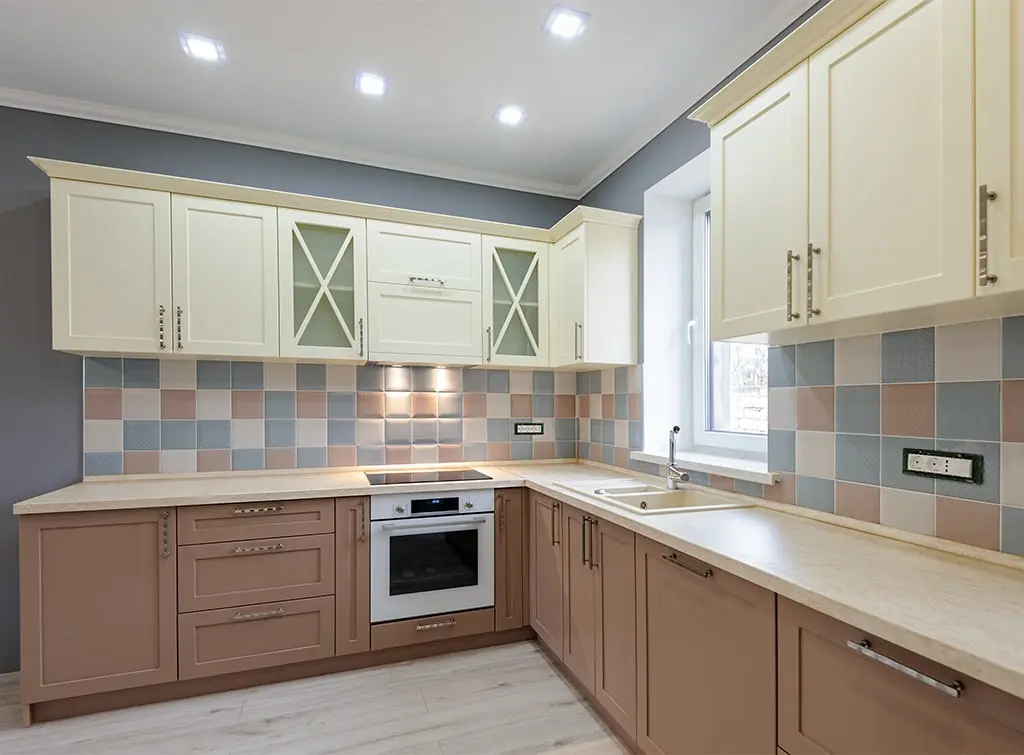 pink and cream kitchen