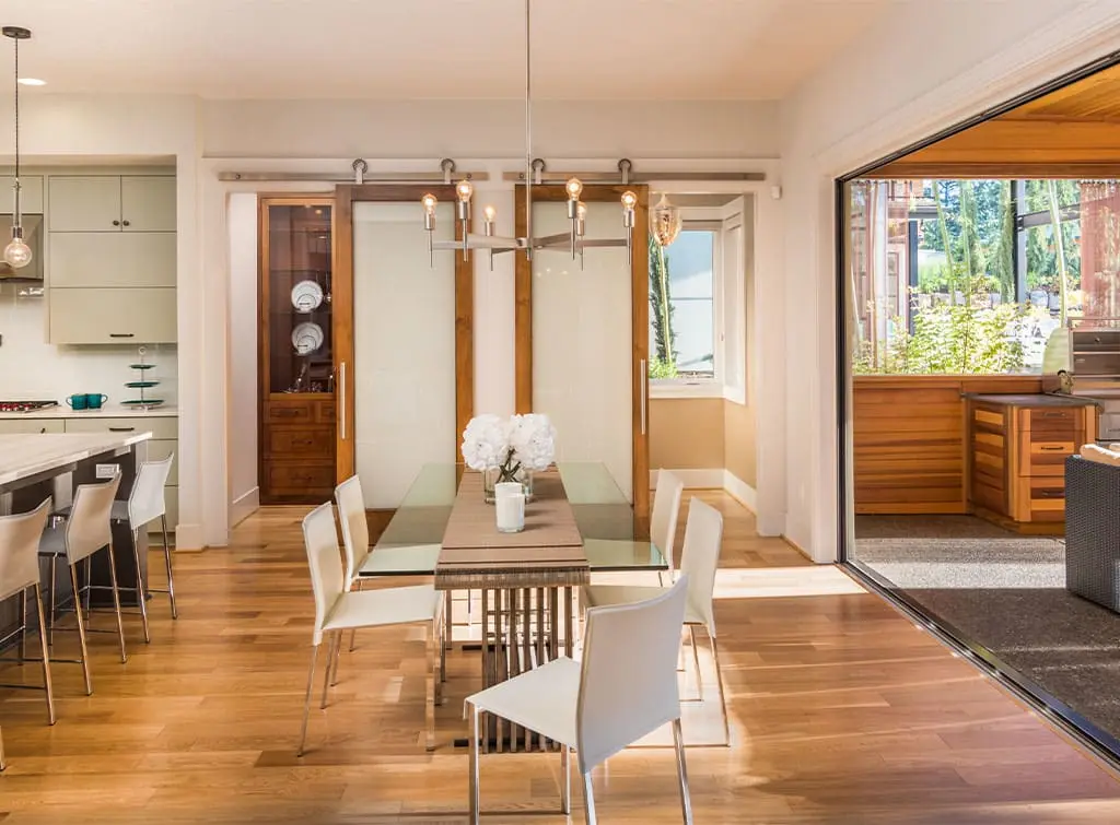 Vinyl glass sliding door room divider