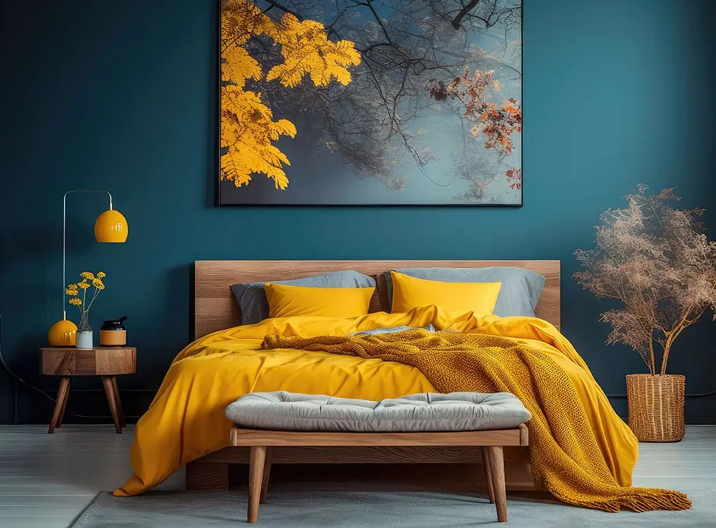 bedroom ideas navy and yellow