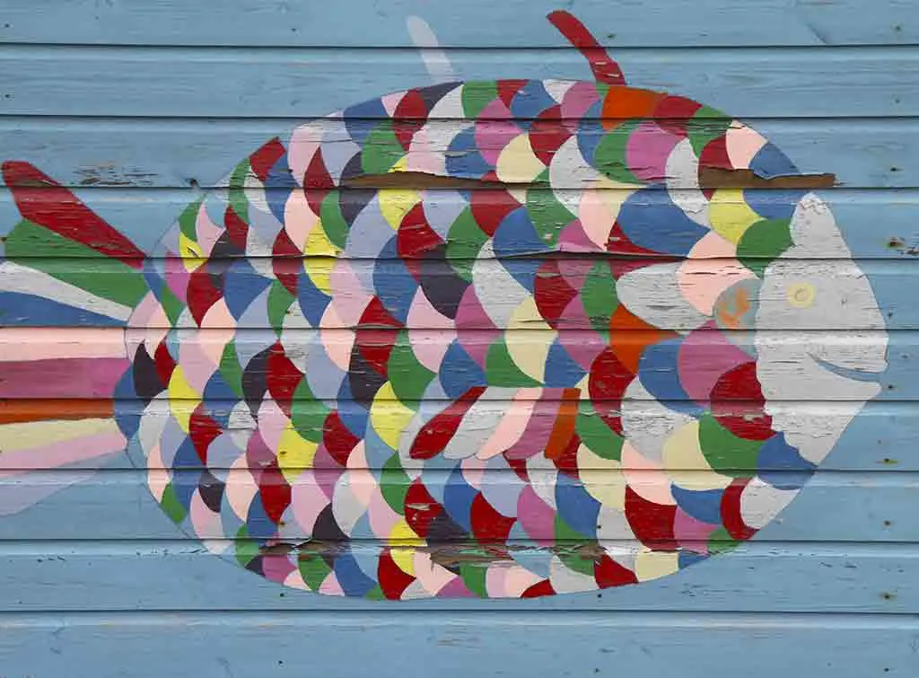 Fun fish mural idea for your shed