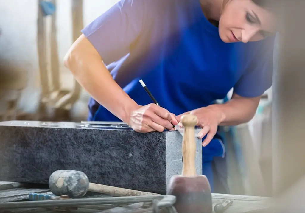 Marking a stone for engraving