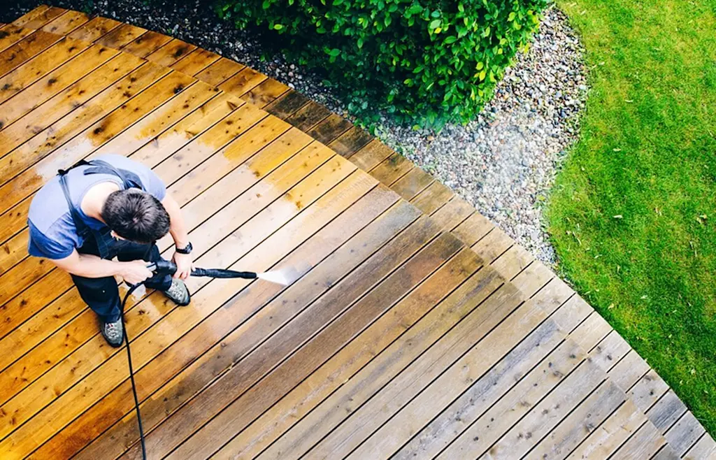 Wooden decking and patio cleaning