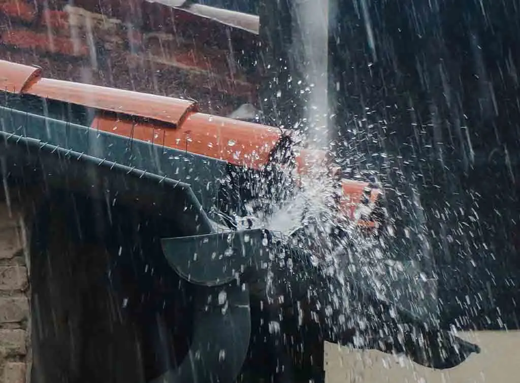 Damaged guttering