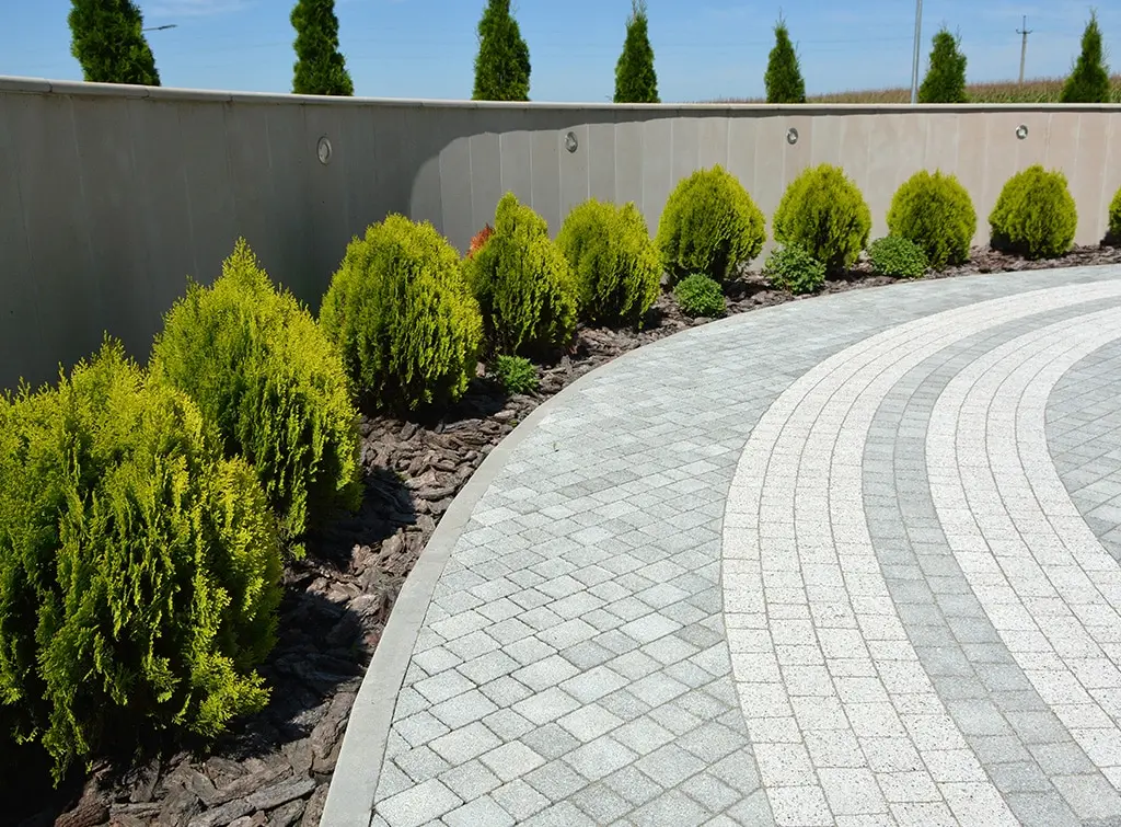 patterned driveway with edging