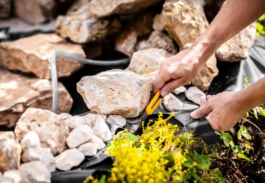 Pond construction with rockery