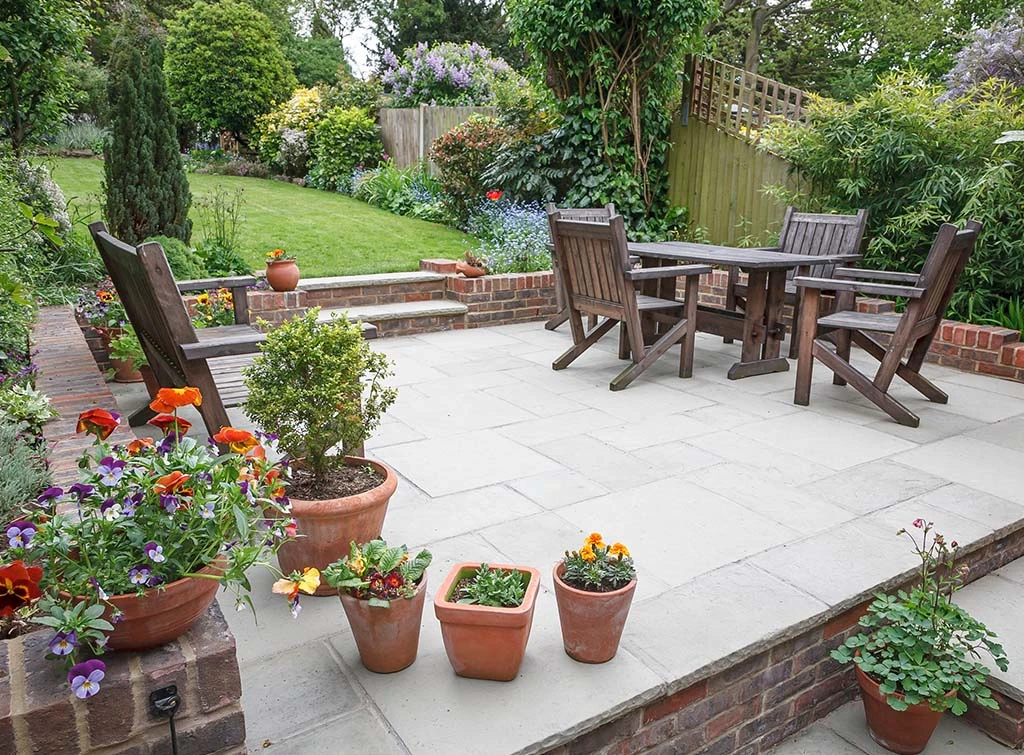 patio with potted plants