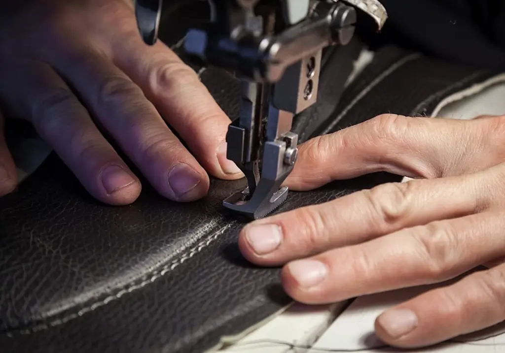 leather repair work being carried out