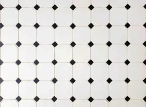 Victorian floor tiles white and black mosaic pattern