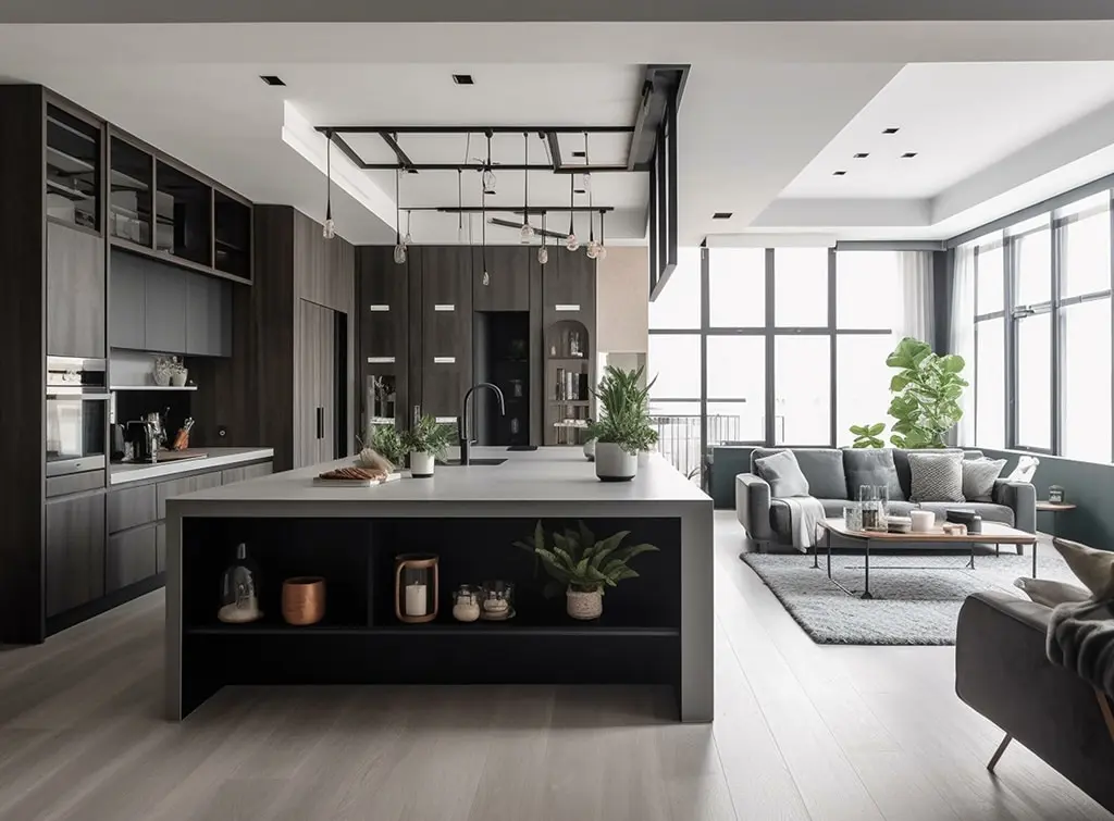 storage for open plan kitchen living room ideas