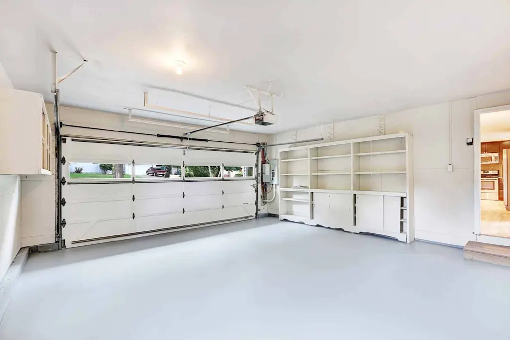 floor to ceiling shelves in a garage