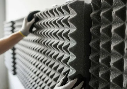 Installing acoustic foam soundproofing panels