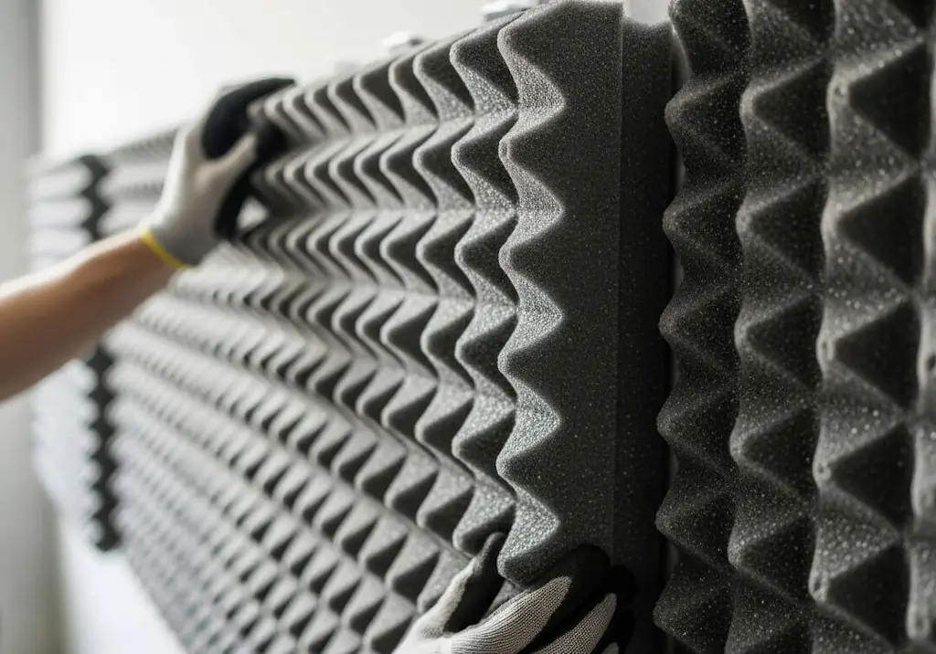 Installing acoustic foam soundproofing panels