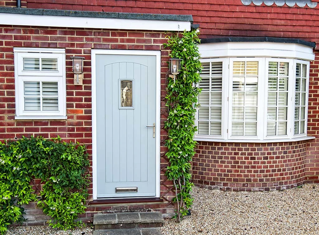 Powder blue front door