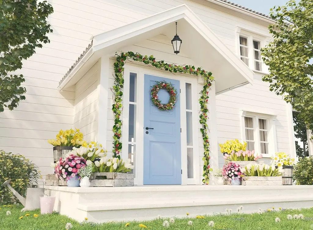 Sky blue front door