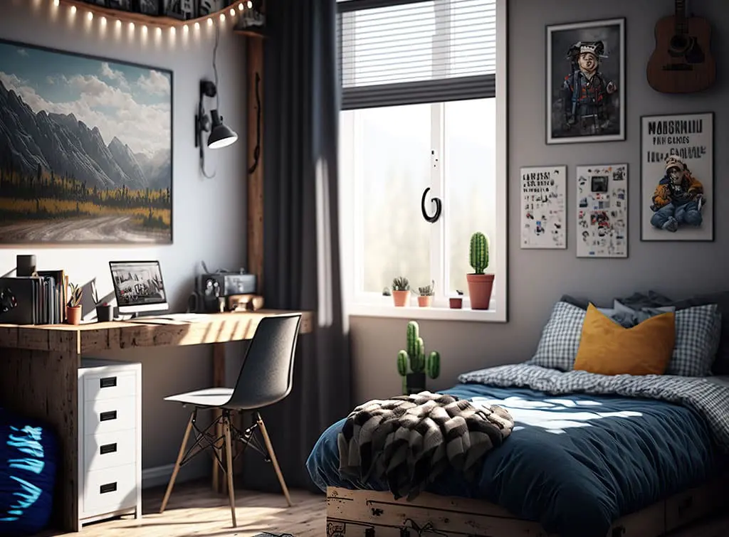 Teen bedroom room AI generated concept
