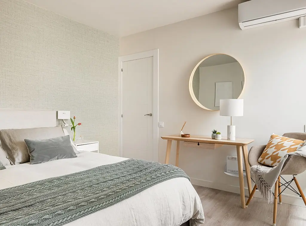 small bedroom with dressing area