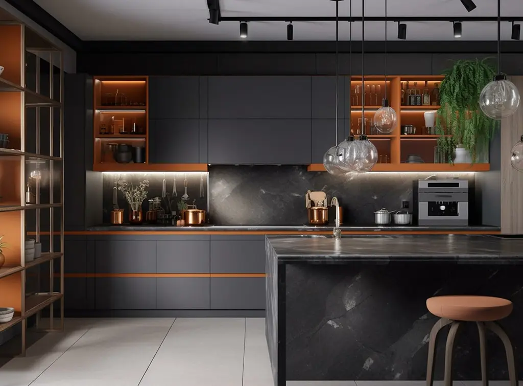 black and orange kitchen ideas