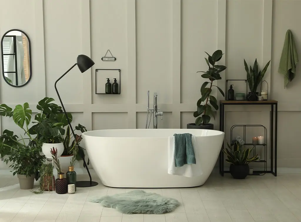 Bathroom with green colour scheme