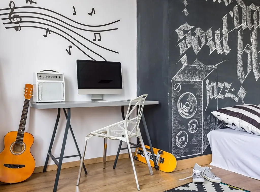 Chalkboard wall in a child