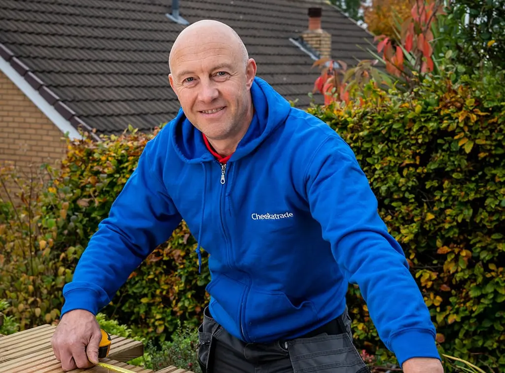Landscaper making some decking
