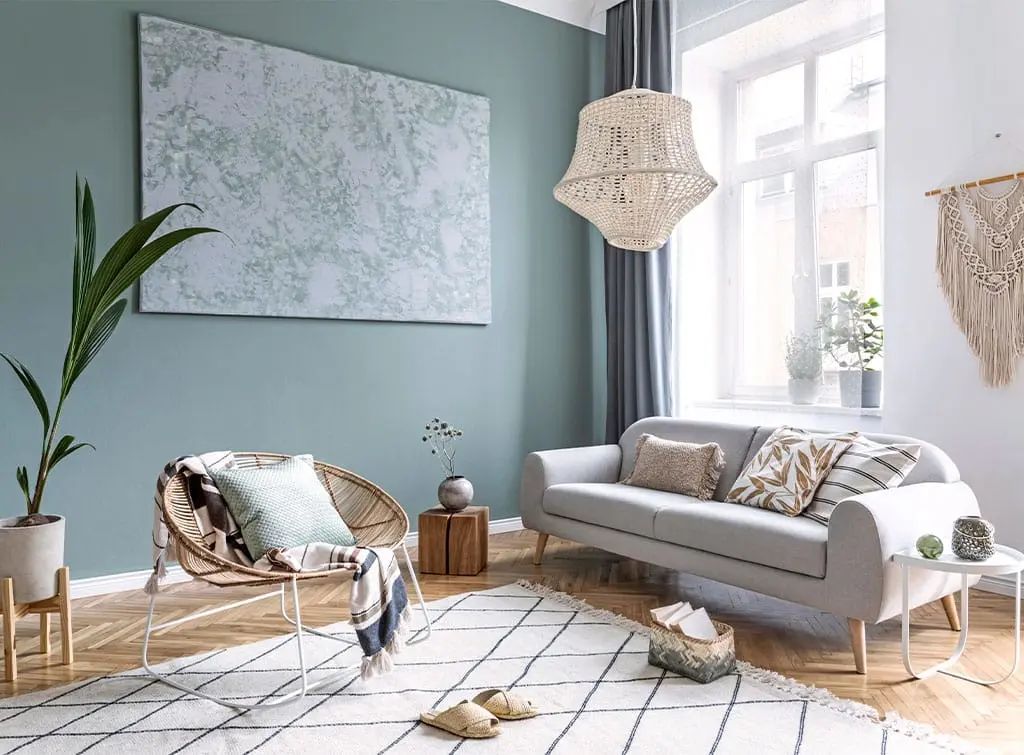 Green and cream living room design idea