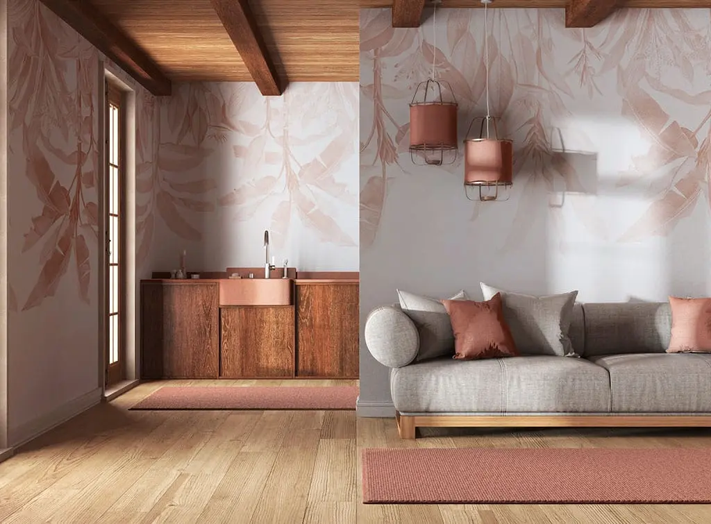 Japandi kitchen wallpaper